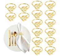Koxtyzo 16 Piezas Servilleteros Dorados, Servilleteros de Hojas, Elegantes Anillos para Servilletas de Metal para Decoraciones de Mesa en Bodas, Navidad, Aniversarios, Cenas y Eventos Festivos