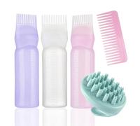 Koxtyzo 3 Piezas Aplicador Aceite Pelo, 6oz Hair Oil Applicator con Escala, Aplicador Aceite Cabello Botella con Cepillo, para Teñir el cabello Tratamiento del Cuero Cabelludo