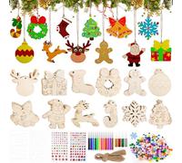 Koxtyzo 345 Piezas Adornos Navidad Madera, Colgantes Navideños de Madera para Pintar, Kit Manualidades Navidad para Niños, DIY Ornamentos Decoracion Arbol Navideños