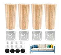 Koxtyzo 4 Piezas Patas para Muebles Madera Maciza,12cm Patas de Repuesto para Sofá, para Placas de Montaje y Tornillos para Sofá Cama,Estantería,TV Armario,Silla,Sillón