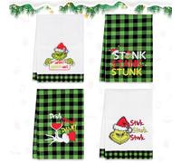 Koxtyzo 4 Piezas Toallas de Cocina Navidad, Paños de Cocina 45 x 65 cm, Microfibra y Absorbentes Trapos de Cocina, Decoración de Cocina, para Invierno Decoracion Navidad Hogar, Regalos, Verde