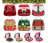 Koxtyzo 6 Piezas Mini Bote Galletas Navidad, Cajas de Dulces Navidad con Forma de Bolso, Latas Navideña Metal para Galletas, Dulces y Artículos Pequeños, Favores de Fiesta Navideña