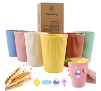 Koxtyzo 6 Piezas Vaso de Plástico Reutilizable, 350 ML Vaso de Plástico PP Irrompible para Café, Té, Leche y Zumo, sin BPA, Apto para Microondas y Lavavajillas