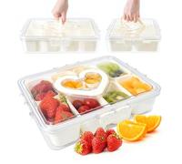 Koxtyzo Snack Box con 8 Compartimentos, Caja de Aperitivos con Tapa y Asas, Bandeja para Aperitivos Portátil, para Dulces, Galletas, Frutas, Nueces, Especias, Ideal para Picnics, Viajes y Fiestas