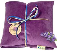 KOYA Naturals Almohada de semillas de lino de terciopelo suave con lavanda, almohadilla térmica para microondas, paquete de calor húmedo para microondas, para cuello, músculos, articulaciones, dolor