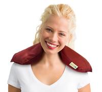 KOYA Naturals Almohadilla de calentamiento para el cuello en el microondas - Paquete de calor para cuello, músculos, articulaciones, dolor de estómago, calambres menstruales - envoltura de compresa cálida - Terapia de calor húmedo, Large, Henna Rojo, 1