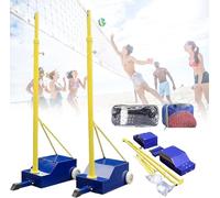 Koyike Postes de Voleibol con Red para Jardín, Sistema Deportivo Portátil con Ruedas y Base Rellenable, Set de Bádminton Profesional para Adultos y Entrenamiento