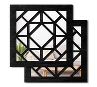 KOYILTD 2 espejos de pared cuadrados rústicos de 30 cm (negro)