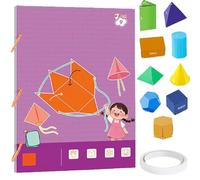 Koyoata Pull String 3D Geometry Learning Book, 3D Geometry Learning Book, with 9/12/15 Solids, Safe Braided Rope Design, Enhance Geometric Understanding (Color-9)