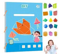 Koyoata Pull String 3D Geometry Learning Book, DIY 3D Geometry Play Learning with Braided Rope Design Teach Volume & Surface Area Formulas with 9/12/15 Solids for Kids Ages 5-8,8-12(Blue)