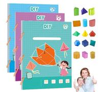 Koyoata Pull String 3D Geometry Learning Book, DIY 3D Geometry Play Learning with Braided Rope Design Teach Volume & Surface Area Formulas with 9/12/15 Solids for Kids Ages 5-8,8-12(3Pcs)