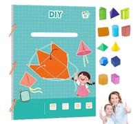 Koyoata Pull String 3D Geometry Learning Book, DIY 3D Geometry Play Learning with Braided Rope Design Teach Volume & Surface Area Formulas with 9/12/15 Solids for Kids Ages 5-8,8-12(Verde)