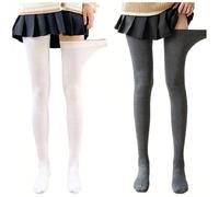 Koyojpoe 3 Pares De Calcetines Más Anchos Y Más Grandes,Medias Para Botas, Calcetines Hasta El Muslo,Punto De Algodón Extralargo, Grueso,Alto,Calentadores De Piernas Para Mujer,White + Dark Gray