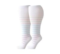 Koyojpoe 300lb Extra Wide Plus Size Compression Socks, Moisture-Wicking & Odor-Resistant Calf Socks.,Blanco 2 Pares,2XL