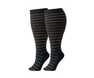 Koyojpoe 300lb Extra Wide Plus Size Compression Socks Moisture-Wicking & Odor-Resistant Calf Socks.Negro 2 Pares4XL