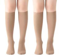 Koyojpoe Calcetines Altos de Rodilla para Mujer Talla Grande Adecuados para piernas y pantorrillas robustas(200 lbs) Ideales para yoga y uso diario.2 Pares De Color De PielTalla Grande (60-90 Kg)