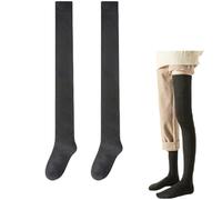 Koyojpoe Calcetines Térmicos Hasta El Muslo Para Mujer, Forro Polar Y Antideslizantes, Calcetines Largos Por Encima De La Rodilla, 2 Pares,negro 2