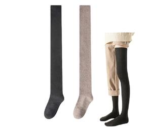 Koyojpoe Calcetines Térmicos Hasta El Muslo Para Mujer, Forro Polar Y Antideslizantes, Calcetines Largos Por Encima De La Rodilla, 2 Pares,Café Negro Claro
