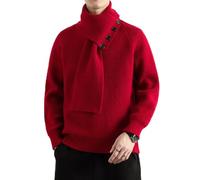 Koyojpoe Jersey Tipo Bufanda De Punto Desmontable De Talla Grande para Hombre con Botones, Prendas De Punto De Otoño E Invierno.,Putrefacción,l