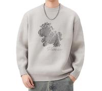 Koyojpoe Plus-Size Cartoon Pony Jacquard Knit Pullover Sweater For Men, Lazy Autumn and Winter Layering ...,Gris,S