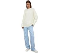 Koyojpoe Women's Crewneck Sweater Chunky Long Sleeve Knitted Pullover Trendy Soft Fall Winter Basic Jumper Top.Keep Warm Loose Casual.,Blanquecino,L