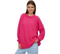 Koyojpoe Women's Crewneck Sweater Chunky Long Sleeve Knitted Pullover Trendy Soft Fall Winter Basic Jumper Top.Keep Warm Loose Casual.,玫红色,L