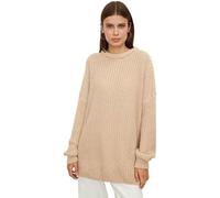 Koyojpoe Women's Crewneck Sweater Chunky Long Sleeve Knitted Pullover Trendy Soft Fall Winter Basic Jumper Top.Keep Warm Loose Casual.,Albaricoque,L