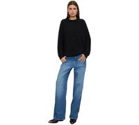 Koyojpoe Women's Crewneck Sweater Chunky Long Sleeve Knitted Pullover Trendy Soft Fall Winter Basic Jumper Top.Keep Warm Loose Casual.,Negro,L