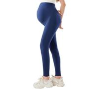 Koyojpoe Women's Maternity Leggings Adjustable Waistband/Over The Belly Pregnancy Casual Yoga Tights/Maternity Pants For Pregnancy All Stages. ,Azul Marino,L