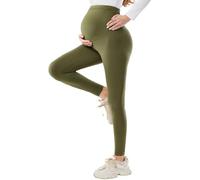Koyojpoe Women's Maternity Leggings Adjustable Waistband/Over The Belly Pregnancy Casual Yoga Tights/Maternity Pants For Pregnancy All Stages. ,Verde Oliva,L