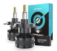 KOYOSO H4 LED Bombillas 360° 30000LM 160W Faros de Iluminación para 12V Automóvil, 6500K Blanco