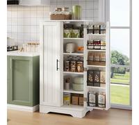 kozamas Armario de cocina de 120 x 60 x 40 cm, color blanco, armario multiusos con luz LED de sensor, estantes ajustables, estantes para puertas, armario moderno para cocina, comedor, sala de estar