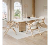 kozamas Juego de 4 sillas de comedor plegables, sillas de madera maciza con reposabrazos, cómodas, de lino transpirable, ahorra espacio, plegables, para comedor, salón, cafetería, color beige