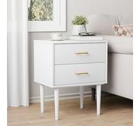 kozamas Mesita de noche con 2 cajones, para dormitorio, mesita de noche, mesa auxiliar, consola de noche, tablero de fibra de densidad media, patas de madera, espacio de almacenamiento compacto