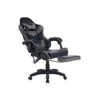 kozamas Silla para videojuegos con función de masaje y reposapiés, silla de oficina ergonómica con soporte para la cabeza y lumbar, altura regulable, rotación de 360°, capacidad de carga de 150 kg