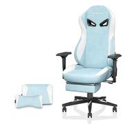 kozamas Silla para videojuegos con reposapiés y funda de tela - Silla de oficina ergonómica con reposabrazos 4D, altura regulable, capacidad de carga de 150 kg, soporte lumbar, color azul