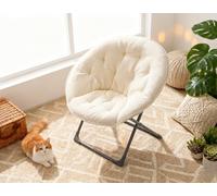 kozamas Sillón de relax plegable beige con acolchado de lana de oveja, ligero sillón plegable | cómodo para salón, dormitorio y jardín