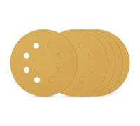Kozelo 100pcs Discos de Lijado 5 Pulgadas 120 Grit 8 Agujeros de Gancho y Bucle para Lijadoras Orbitales Aleatorias Adecuados para Lijadoras de Yeso Madera Metal Muebles, Amarillo