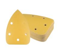 Kozelo 24Pcs Lija de Detalle para Lijadora de Ratón - [220 Granos 3.9" x 5.5"] Hojas de Lija Triangulares con Cierre de Gancho Y Bucle | 5 Orificios Óxido de Aluminio