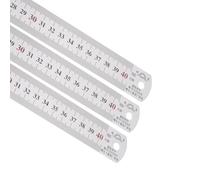 Kozelo 3Pcs Regla de Acero Inoxidable - [40Cm/16"X 1/28"X 1-1/7"] Herramientas de Medición de Bordes Rectos con Doble Lectura para Uso En Diseño Arquitectónico | Tono Plateado
