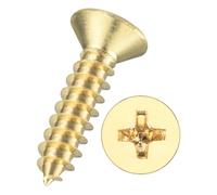 Kozelo 50 tornillos Phillips de cabeza plana para madera, tornillos autorroscantes avellanados de acero al carbono para montaje de muebles, molduras interiores, construcción al aire libre, latón