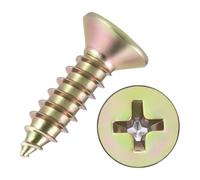 Kozelo 50 tornillos Phillips de cabeza plana para madera, tornillos autorroscantes avellanados de acero al carbono para montaje de muebles, molduras interiores, construcción al aire libre, color