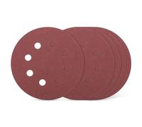 Kozelo 50pcs Disco de Lijado 5 Pulgadas 80 Grit 8 Agujeros de Gancho y Bucle Papeles de Lija Orbital Aleatorio Adecuados para Lijadora de Yeso Madera Muebles de Metal, Rojo