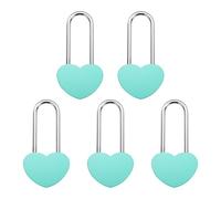 Kozelo 5Pcs Candado Corazón 4" (100mm), Aleación De Acero Candado De Deseo Forma De Corazón Sin Llave Para Bodas San Valentín Aniversarios Viajes Puente Del Amor, Azul Claro