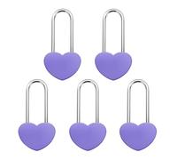 Kozelo 5Pcs Candado Corazón 4" (100mm), Aleación De Acero Candado Deseo Forma Corazón Sin Llave Para Parejas Bodas San Valentín Aniversario Viajes Puente Del Amor, Púrpura