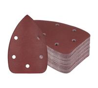 Kozelo 60 Piezas Papel de Lija para Lijadora 320 Granos 3.5" X 5.5" | de Ratón, Triángulo con Cierre de Gancho y Bucle, óxido de Aluminio, para Madera Muebles, 5 Orificios