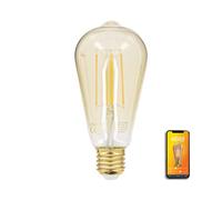 KozII - Decorative LED Filament E27 St64 Connected to Alexa, Google Home with Dimmer, 5.5 W (40 W Eq) - for Office, Bedroom, Living Room - Transparent