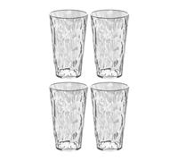 Koziol CLUB LIGHT - Juego de 4 vasos de agua para zumo de vino, plástico transparente, irrompibles, apilables, ligeros, aptos para lavavajillas, cocina, pícnic, fiesta, camping (L 400 ml, cristal