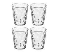 Koziol CLUB LIGHT Juego de 4 vasos, de plástico transparente, irrompibles, apilables, ligeros, aptos para lavavajillas, cocina, pícnic, fiesta, camping (S 250 ml, cristal transparente)