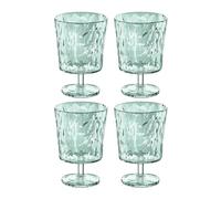 Koziol CLUB LIGHT Juego de 4 vasos, de plástico transparente, irrompibles, apilables, ligeros, aptos para lavavajillas, cocina, pícnic, fiesta, camping (250 ml, verde eucalipto)